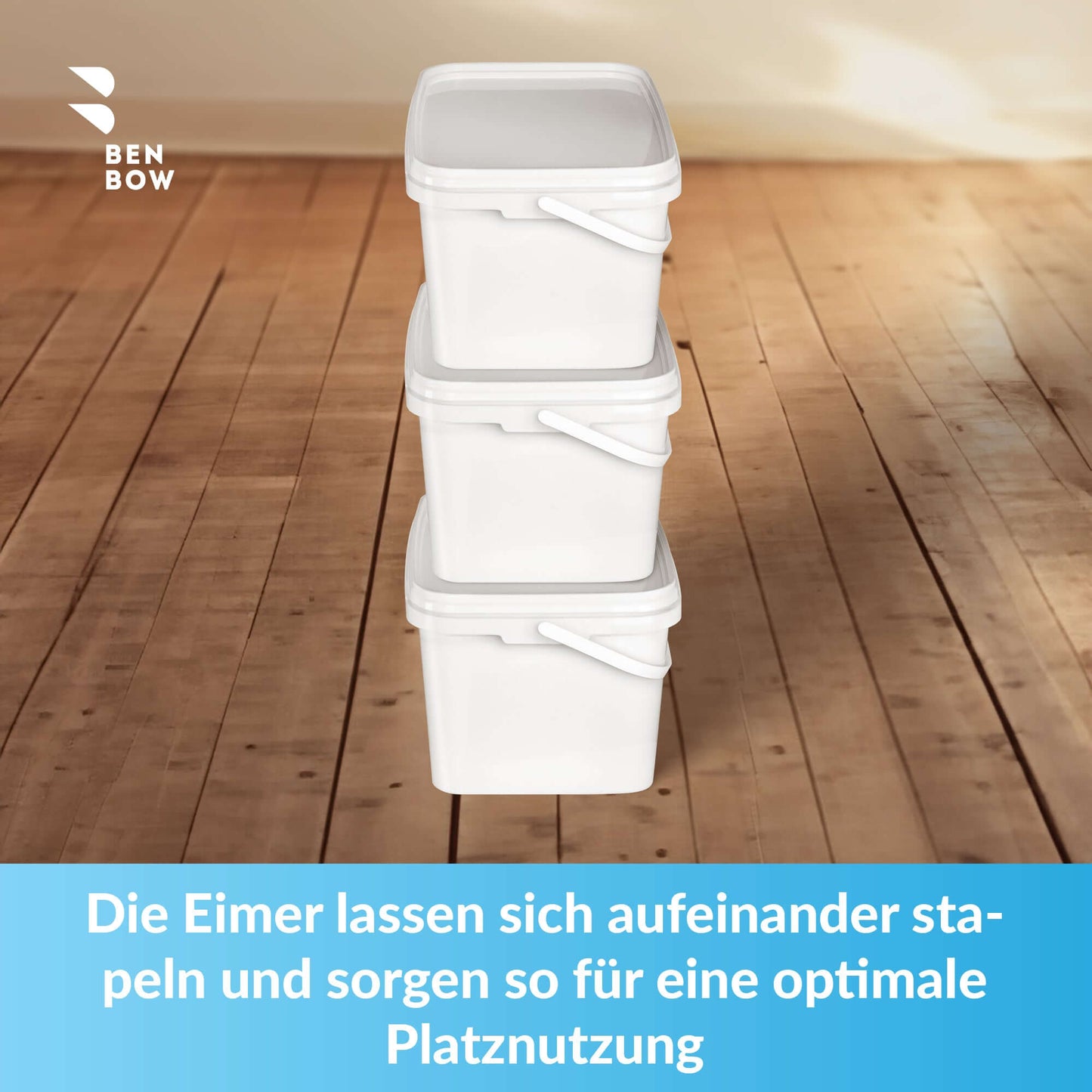 Rechteckiger Eimer mit Deckel 5L, stapelbar für optimale Platzausnutzung, BPA-frei, lebensmittelecht, robust