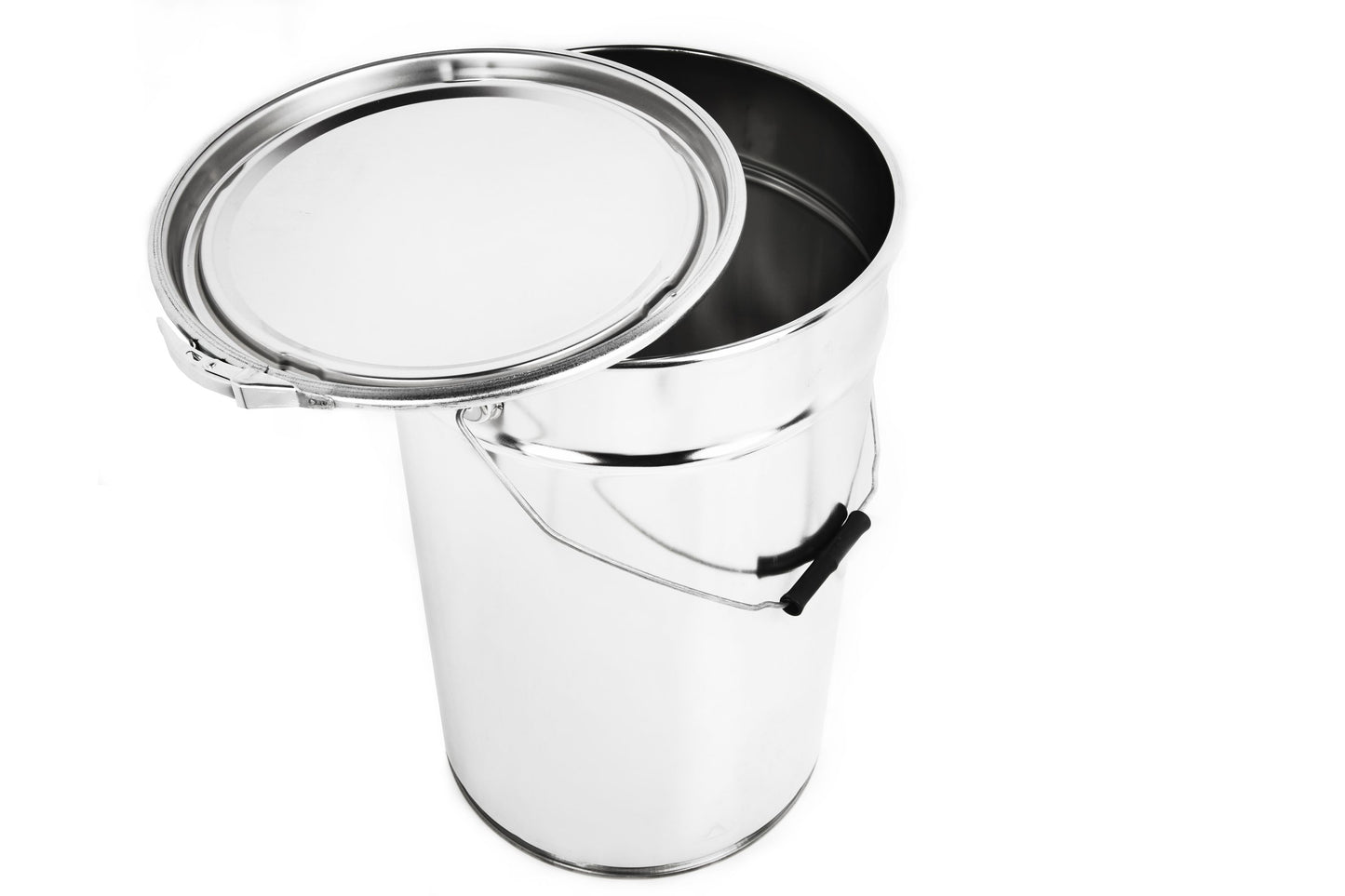 Leere Blechdose / Blecheimer aus Weißblech mit Deckel, verschiedene Größen