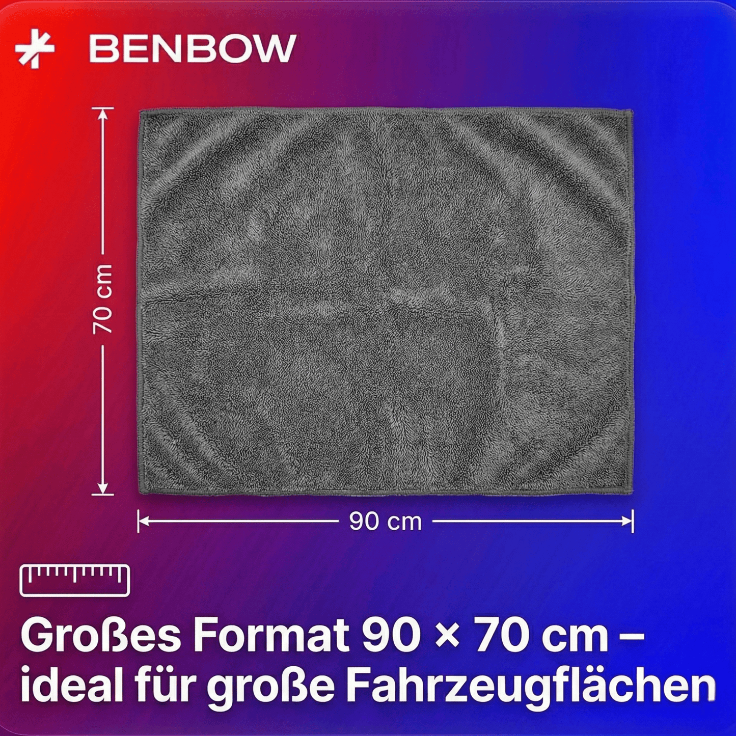 Auto Trockentuch XXL - 1100 GSM - 90x70 cm – Ultra Saugstarkes Mikrofasertuch Auto