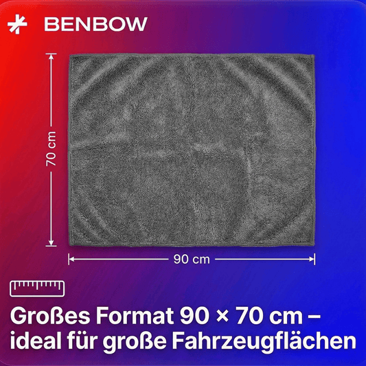 Auto Trockentuch XXL - 1100 GSM - 90x70 cm – Ultra Saugstarkes Mikrofasertuch Auto