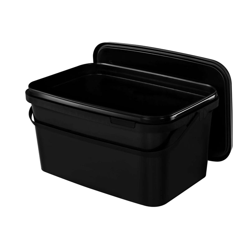 Rechteckiger Eimer mit Deckel 5L - Schwarz