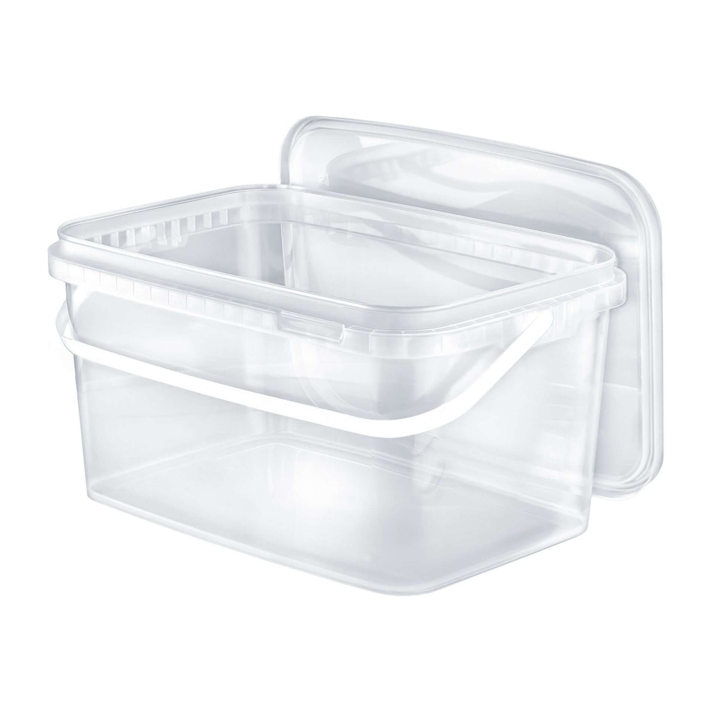 Rechteckiger Eimer mit Deckel 5L, BPA-frei, luftdicht, stapelbar, ideal für Lebensmittelaufbewahrung.