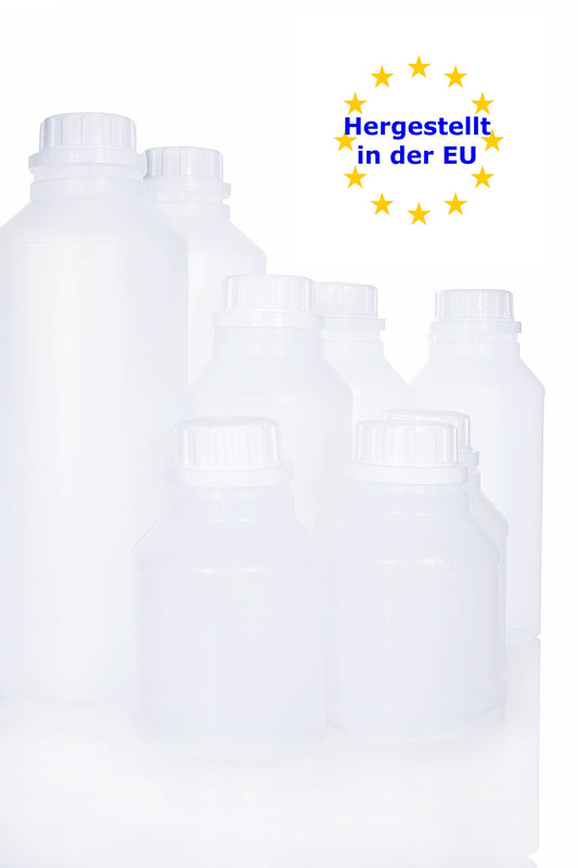 BenBow HDPE Kunststoffflaschen 50 ml - 1 L mit Schraubverschluss, Skala oder Pinsel