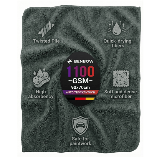 Auto Trockentuch XXL - 1100 GSM - 90x70 cm – Ultra Saugstarkes Mikrofasertuch Auto