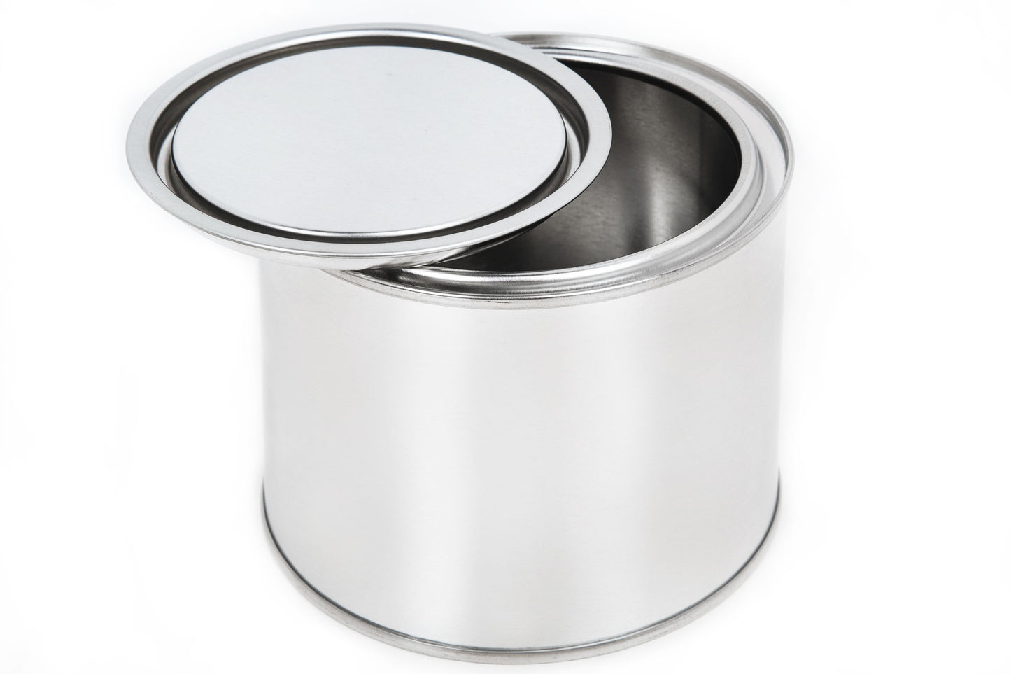 Leere Blechdose / Blecheimer aus Weißblech mit Deckel, verschiedene Größen