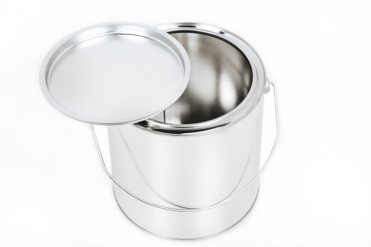 Leere Blechdose / Blecheimer aus Weißblech mit Deckel, verschiedene Größen