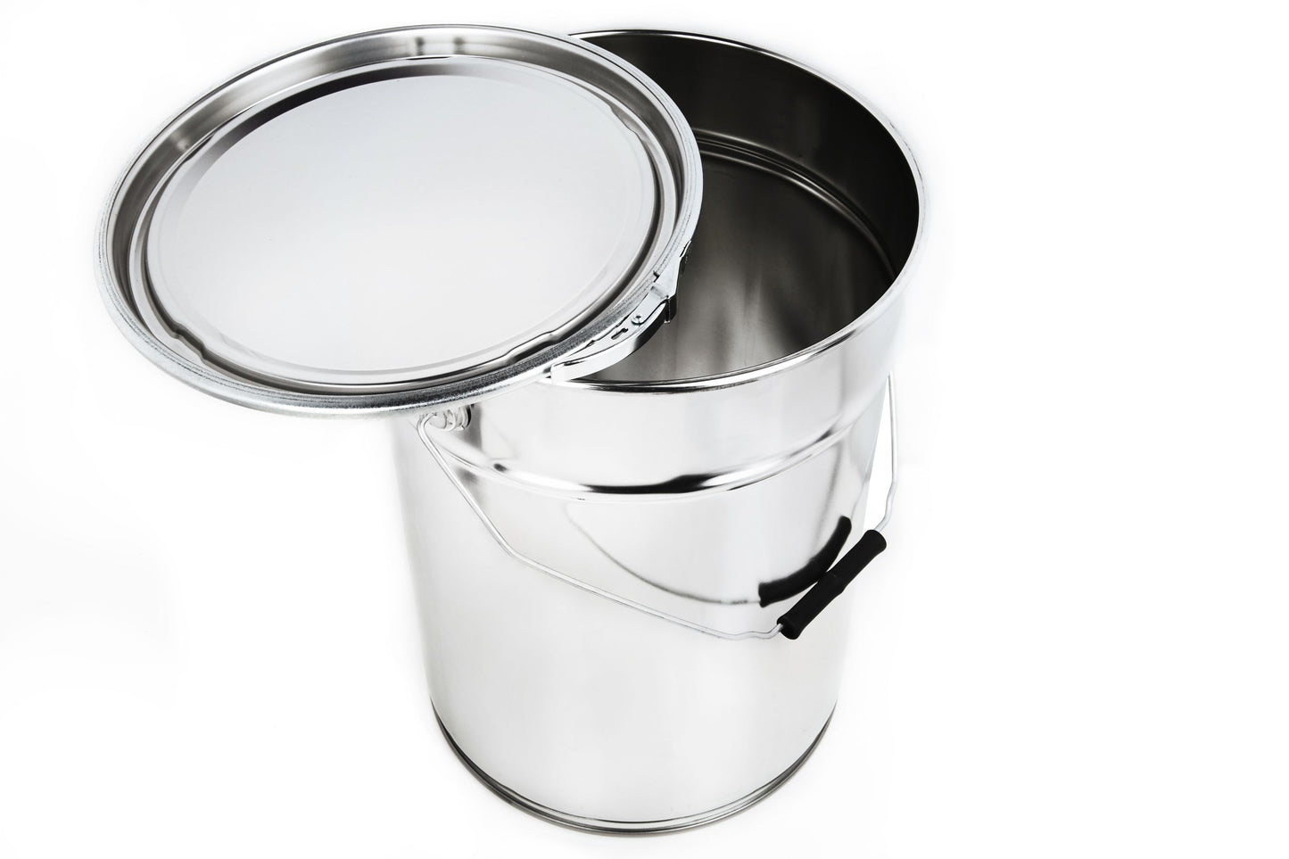 Leere Blechdose / Blecheimer aus Weißblech mit Deckel, verschiedene Größen